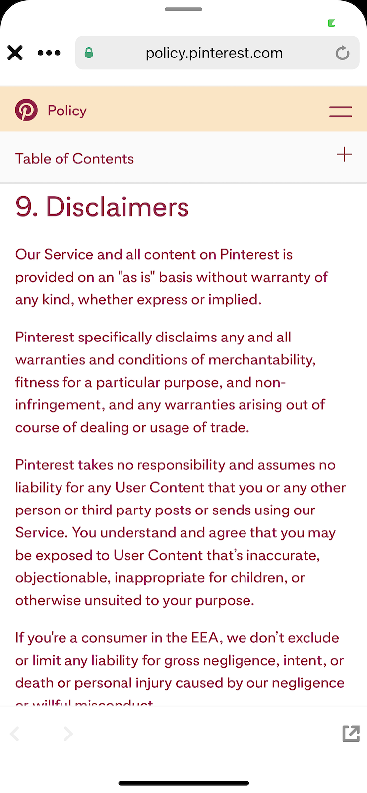 Pinterest-disclaimers-app-terms-and-conditions
