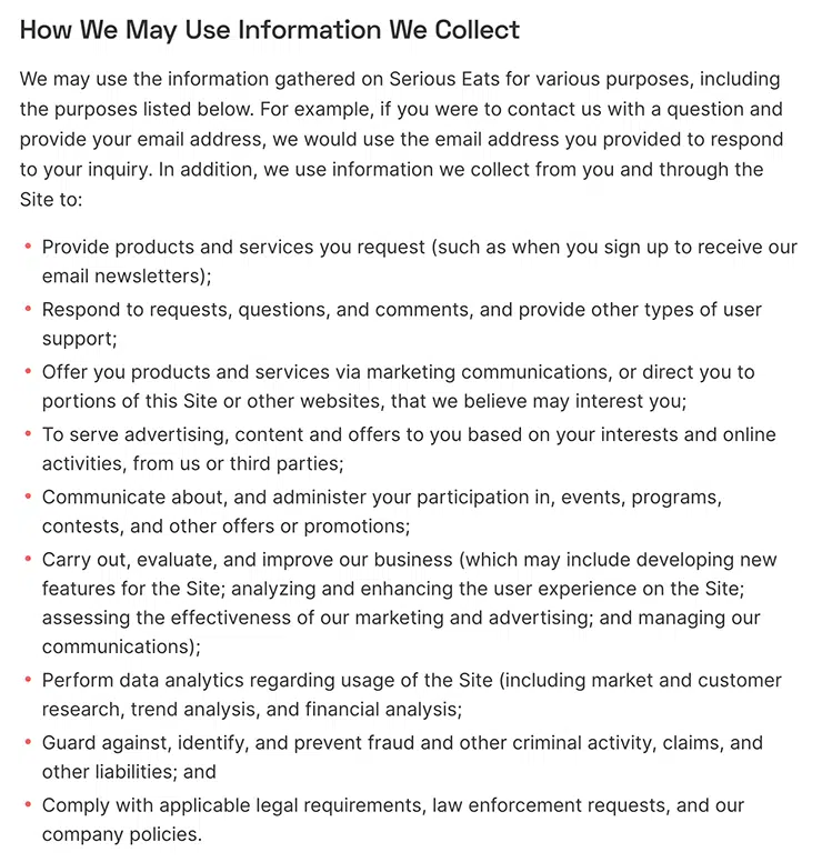 Serious-Eats-Blog-Privacy-Policy-example