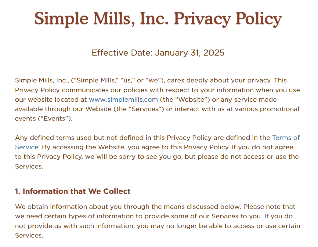 Simple Mills-Privacy Policy