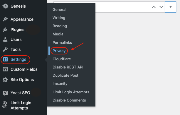 Step-1-WordPress-Admin-Dashboard-Privacy-tab