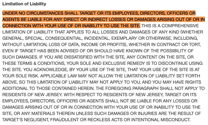 Target terms and conditions