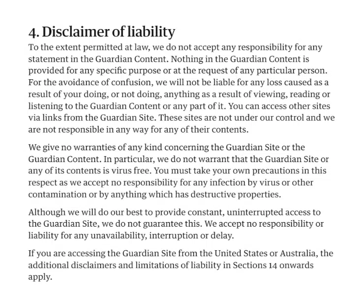 The Guardian_Terms and Conditions_Disc of Liability