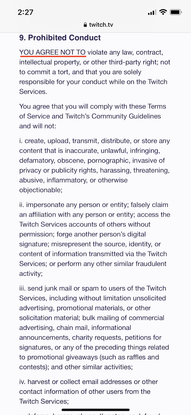 Twitch-mobile-app-terms-and-conditions-prohibited-use-clause