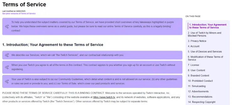 Twitch_Terms of Service
