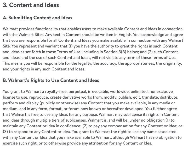 Walmart terms and conditions