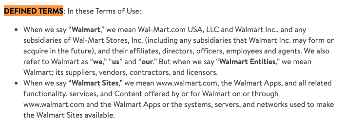 Walmart terms of use
