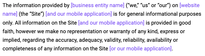 Disclaimer Examples - Termly