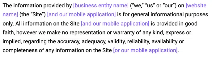 Warranty-disclaimer-template
