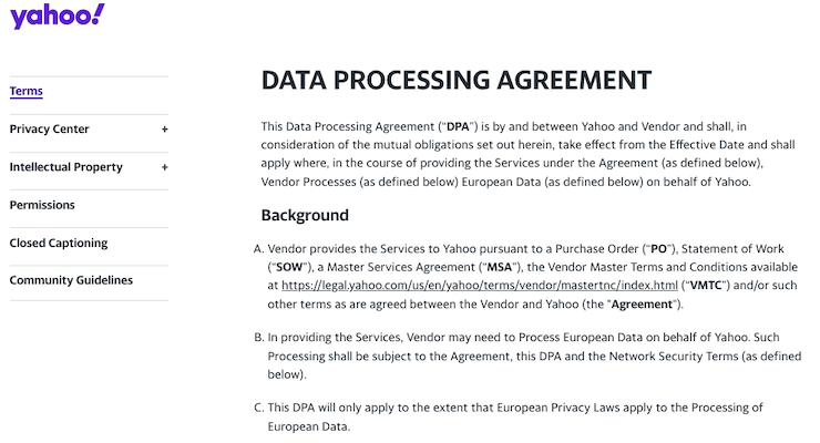 Yahoo-Data-Processing-Agreement