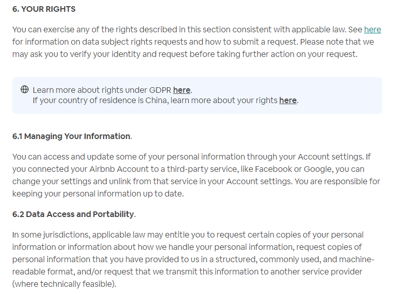 airbnb privacy policy