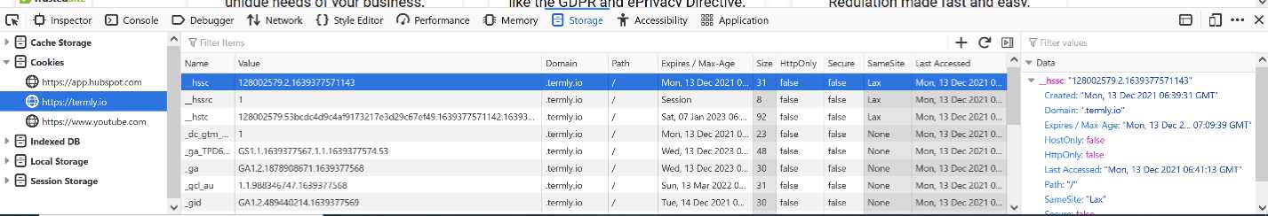 checking cookies in firefox - step 4