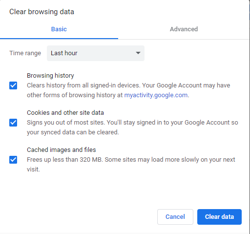 clear browsing data advanced settings google chrome