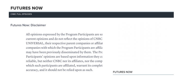 CNBC's views expressed disclaimer example