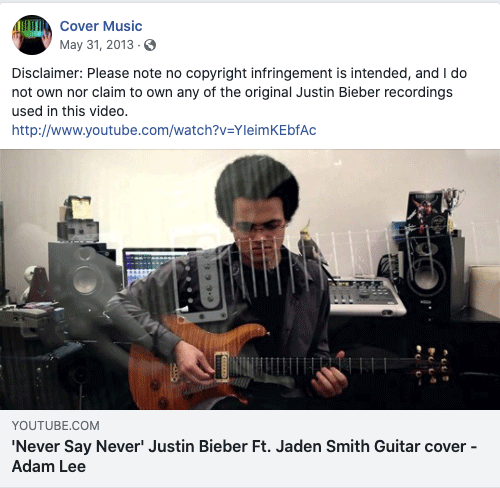 exemple de clause de non-responsabilité en matière de droits d'auteur pour facebook de la part de Cover Music