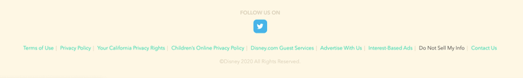 walt disney company example of do not sell my information button
