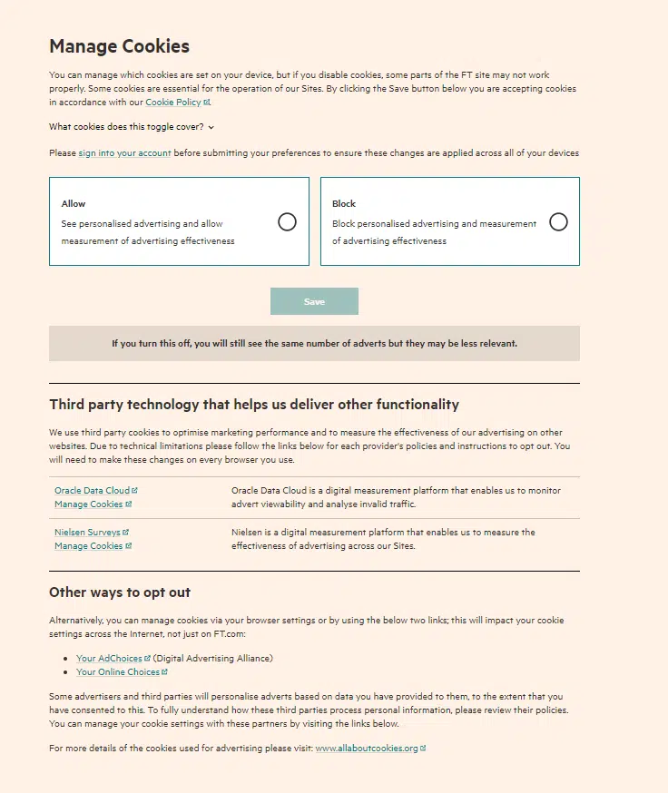 financial times cookie consent manager