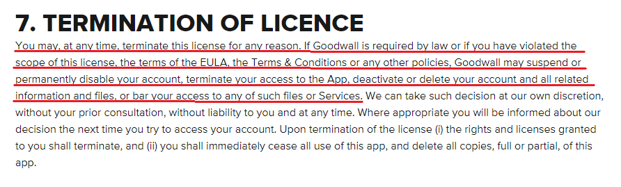 goodwall terms and conditions