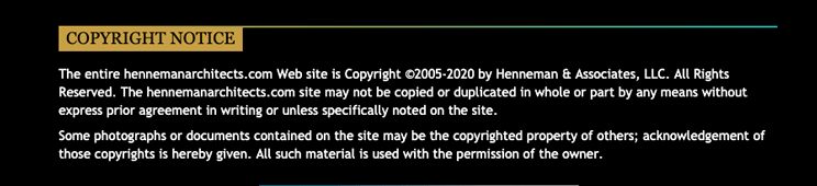 Henneman and Associates example of a copyright notice