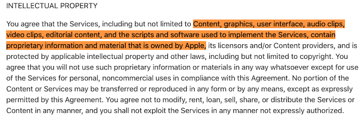 itune - terms and conditions intellectual property