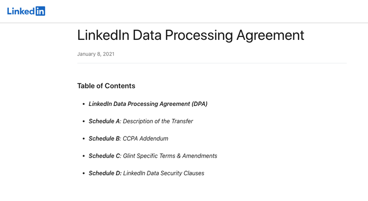 LinkedIn's Data Processing Agreement