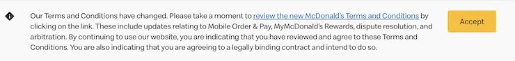 mcdonalds terms and conditions sample 1