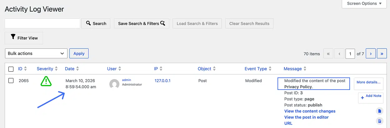 modification to privacy policy page example
