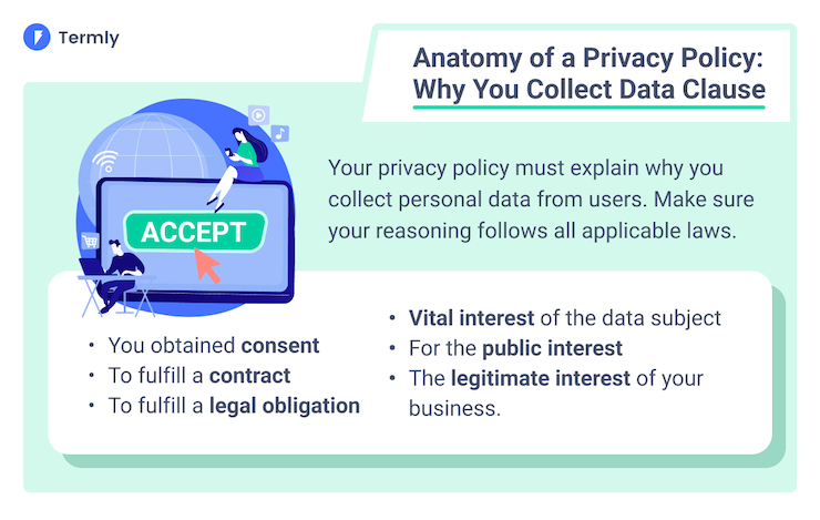 privacy policy why you collect data clause