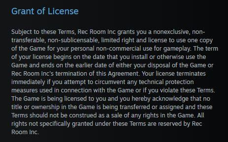 recroom grant of license