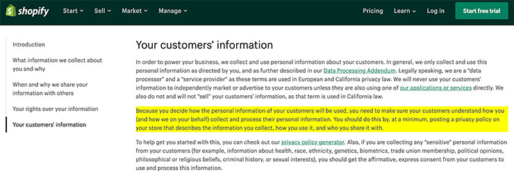 Privacy Policy for Shopify Stores Termly