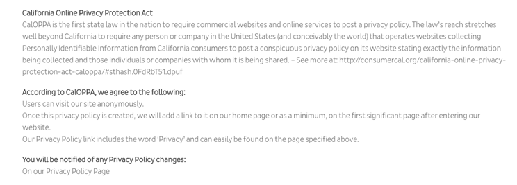 smartflower's california privacy policy for wordpress example