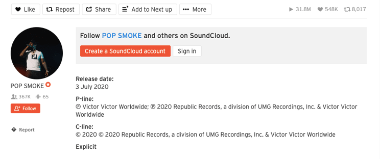 sample music copyright disclaimer on soundcloud