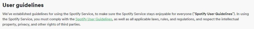 spotify terms and conditions