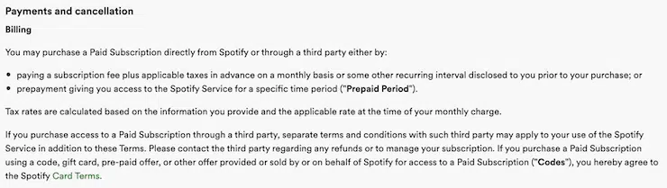 spotify terms and conditions 2