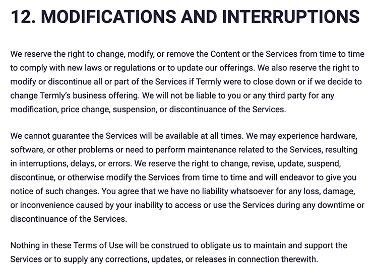 termly-terms-and-conditions-modifications-and-interruptions-example