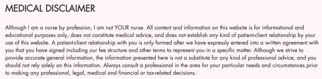 Medical Disclaimer Examples Termly