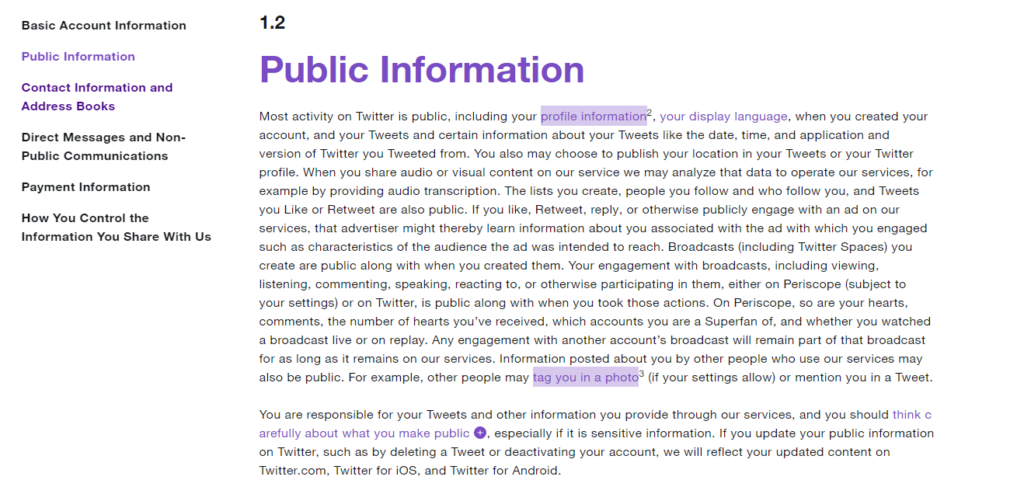 twitter privacy policy