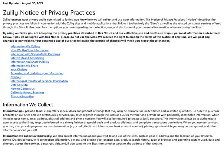 privacy notice letter to attach to privacy